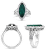 LARGE 3.88CT DIAMOND & AAA EMERALD PLATINUM 3D MARQUISE SHAPE & ROUND HALO RING