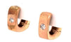 ESTATE .11CT DIAMOND 18KT YELLOW GOLD SOLITAIRE SQUARE HUGGIE HANGING EARRINGS