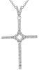 ESTATE .47CT DIAMOND 14KT WHITE GOLD CLASSIC 2 ROW FLORAL CROSS FLOATING PENDANT