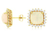 4.30CT DIAMOND & AAA OPAL 14KT YELLOW GOLD 3D CUSHION & ROUND HALO STUD EARRINGS