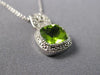 1.46CT DIAMOND & AAA PERIDOT 14KT WHITE GOLD 3D CUSHION & ROUND FLOATING PENDANT