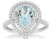 WIDE 1.7CT DIAMOND & AAA AQUAMARINE 14KT WHITE GOLD PEAR SHAPE & ROUND FUN RING
