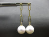 ESTATE AAA SOUTH SEA PEARL 14KT YELLOW GOLD OVAL LOVE KNOT FUN HANGING EARRINGS
