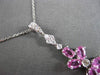 ESTATE 1.36CT DIAMOND & AAA PINK SAPPHIRE 14K WHITE GOLD FLOATING FLOWER PENDANT