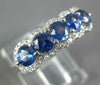 ESTATE 1.49CT DIAMOND & AAA SAPPHIRE 18KT WHITE GOLD 3D 5 STONE ANNIVERSARY RING