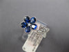 2.19CT DIAMOND & AAA SAPPHIRE 18KT WHITE GOLD 3D FLOWER STAR FILIGREE LOVE RING