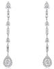 1.60CT DIAMOND 14K WHITE GOLD ROUND & BAGUETTE HALO BY THE YARD HANGING EARRINGS