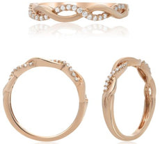 ESTATE .13CT DIAMOND 14KT ROSE GOLD 3D ROUND CLASSIC INFINITY FUN LOVE RING