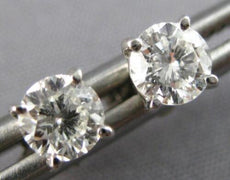 ESTATE .58CT DIAMOND 14KT WHITE GOLD 3D CLASSIC ROUND SOLITAIRE STUD EARRINGS
