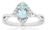 .79CT DIAMOND & AAA AQUAMARINE 14K WHITE GOLD 3D OVAL & ROUND INFINITY LOVE RING