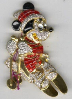 3.75CT DIAMOND & AAA RUBY & AAA YELLOW SAPPHIRE 18KT YELLOW GOLD BROOCH PENDANT