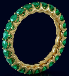 2.53CT AAA EMERALD 14KT YELLOW GOLD CLASSIC SHARED PRONG ETERNITY FUN LOVE RING