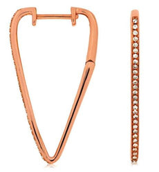 ESTATE .17CT DIAMOND 14KT ROSE GOLD 3D CLASSIC TRIANGULAR HOOP HANGING EARRINGS