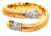 ESTATE .31CT DIAMOND 18KT WHITE & YELLOW GOLD MATTE & SHINY CRISS CROSS FUN RING