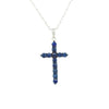 ESTATE .52CT DIAMOND & AAA SAPPHIRE 18KT WHITE GOLD 3D CROSS FLOATING PENDANT