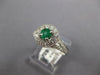 .77CT DIAMOND & AAA EMERALD 18KT WHITE GOLD ROUND HALO FILIGREE FLOWER FUN RING