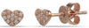 .08CT DIAMOND 14K ROSE GOLD 3D ROUND CLASSIC PAVE HEART SHAPE LOVE STUD EARRINGS