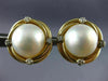 ESTATE .22CT DIAMOND AAA MABE PEARL 14KT YELLOW GOLD 3D ROUND CLIP ON EARRINGS