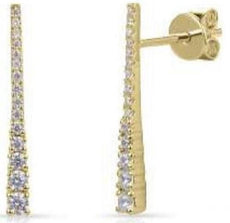 .29CT DIAMOND 14KT YELLOW GOLD ROUND CLASSIC GRADUATING BAR FUN HANGING EARRINGS