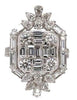 LARGE 3.11CT DIAMOND 18KT WHITE GOLD 3D MULTI SHAPE FLOWER SQUARE COCKTAIL RING