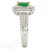 1.68CT DIAMOND & AAA EMERALD 18KT 2 TONE GOLD 3D SQUARE & ROUND ENGAGEMENT RING