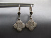 LARGE .55CT DIAMOND 14KT WHITE GOLD 3D 4 LEAF CLOVER CLASSIC LEVERBACK EARRINGS