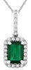 1.13CT DIAMOND & AAA EMERALD 14K WHITE GOLD EMERALD CUT OCTAGON FLOATING PENDANT