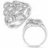 ESTATE .96CT DIAMOND 14KT WHITE GOLD 3D ROUND & PEAR SHAPE MULTI LEAF FUN RING