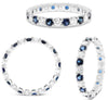 1.45CT DIAMOND & AAA SAPPHIRE 14KT WHITE GOLD 3D ROUND ETERNITY ANNIVERSARY RING
