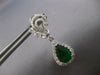 LARGE 3.63CT DIAMOND & AAA EMERALD 18KT WHITE GOLD HALO CLIP ON HANGING EARRINGS