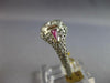 ANTIQUE ART DECO .16CT OLD MINE DIAMOND & AAA RUBY 18K WHITE GOLD 3D RING #27470
