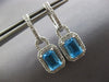 2.38 DIAMOND & AAA BLUE TOPAZ 14K WHITE GOLD EMERALD CUT & ROUND EARRINGS #28159
