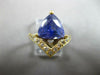 LARGE 3.30CT DIAMOND & AAA TANZANITE 18KT YELLOW GOLD TRILLION CROWN RING #27547