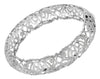 ESTATE LARGE .65CT DIAMOND 18KT WHITE GOLD 3D FILIGREE CUFF BANGLE BRACELET