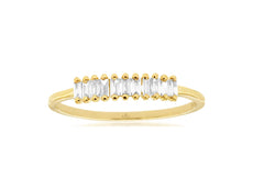 ESTATE .16CT DIAMOND 14KT YELLOW GOLD 3D BAGUETTE CLASSIC PRONG ANNIVERSARY RING