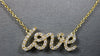 ESTATE .16CT DIAMOND 18KT YELLOW GOLD 3D CLASSIC SCRIPT LOVE NECKLACE