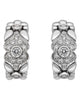 WIDE .84CT DIAMOND 18KT WHITE GOLD FLOWER MATTE & SHINY CLIP ON HANGING EARRINGS