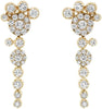ESTATE 1.18CT DIAMOND 18K YELLOW GOLD 3D CLASSIC FLOWER JOURNEY HANGING EARRINGS