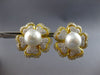 EXTRA LARGE 4.74CT DIAMOND & AAA SOUTH SEA PEARL 18K YELLOW GOLD FLOWER EARRINGS