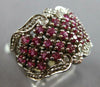 LARGE 1.18CT DIAMOND & AAA PINK RUBY 14K WHITE GOLD MULTI ROW ANNIVERSARY RING