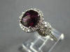 ESTATE LARGE 5.38CT DIAMOND & AAA RHODOLITE 14KT WHITE GOLD HALO ENGAGEMENT RING