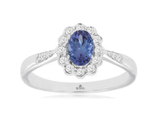 .72CT DIAMOND & AAA TANZANITE 14KT WHITE GOLD OVAL & ROUND FRIENDSHIP LOVE RING