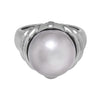 ESTATE LARGE .49CT DIAMOND & AAA SOUTH SEA PEARL 18K WHITE GOLD CLASSIC FUN RING