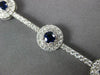 LARGE 5.74CT DIAMOND & AAA SAPPHIRE 14K WHITE GOLD 3D ROUND HALO TENNIS BRACELET