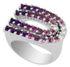 2.74CT DIAMOND & AAA MULTI COLOR AMETHYST 18KT WHITE GOLD DOUBLE HORSESHOE RING