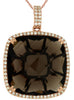 LARGE 16.95CT DIAMOND & AAA SMOKEY TOPAZ 14KT ROSE GOLD CUSHION & ROUND PENDANT