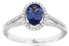 1.04CT DIAMOND & AAA TANZANITE 14KT WHITE GOLD OVAL & ROUND HALO ENGAGEMENT RING