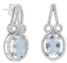 LARGE 2.66CT DIAMOND & AAA GREEN AMETHYST 14KT WHITE GOLD OVAL & ROUND EARRINGS