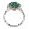 1.56CT DIAMOND & AAA EMERALD 18KT WHITE GOLD 3D CLUSTER PEAR SHAPE HALO FUN RING