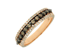 .47CT WHITE & MOCHA DIAMOND 14K BLACK & ROSE GOLD SEMI ETERNITY ANNIVERSARY RING